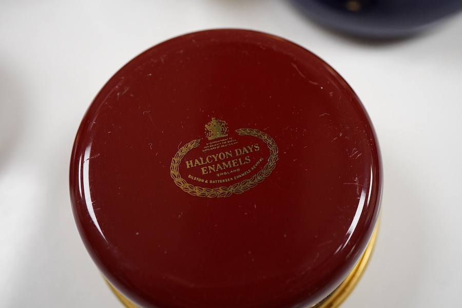 A group of ten Halcyon Days enamel boxes, mostly USA related